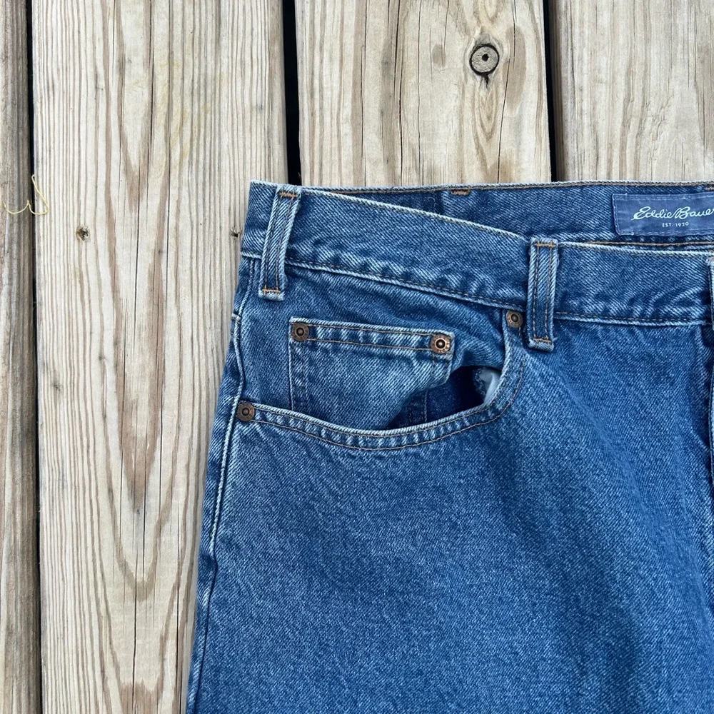 Vtg Eddie Bauer Loose Fit Tapered Leg Jeans Mens‎ Sz 40x32 Blue Cotton Denim